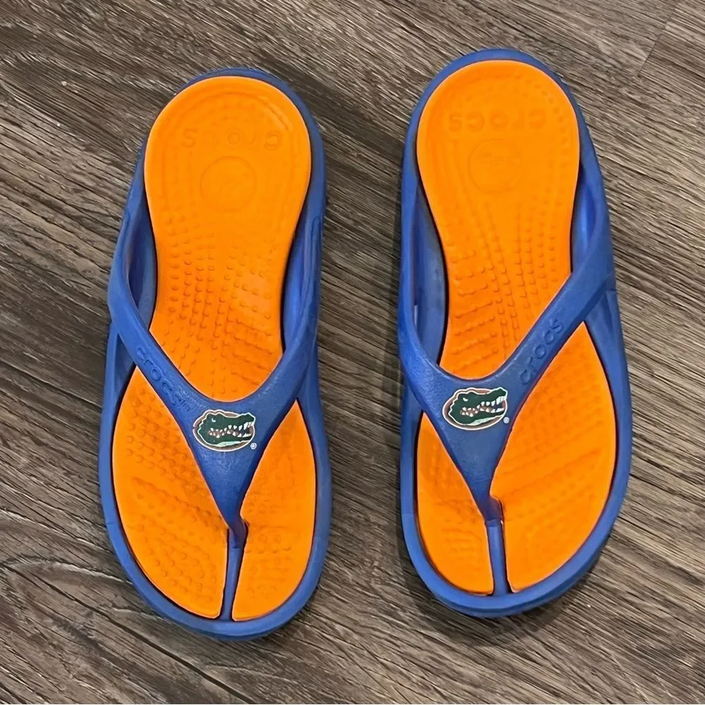 CROCS FLORIDA GATOR BLUE‎ & ORANGE UNISEX THONG SANDALS